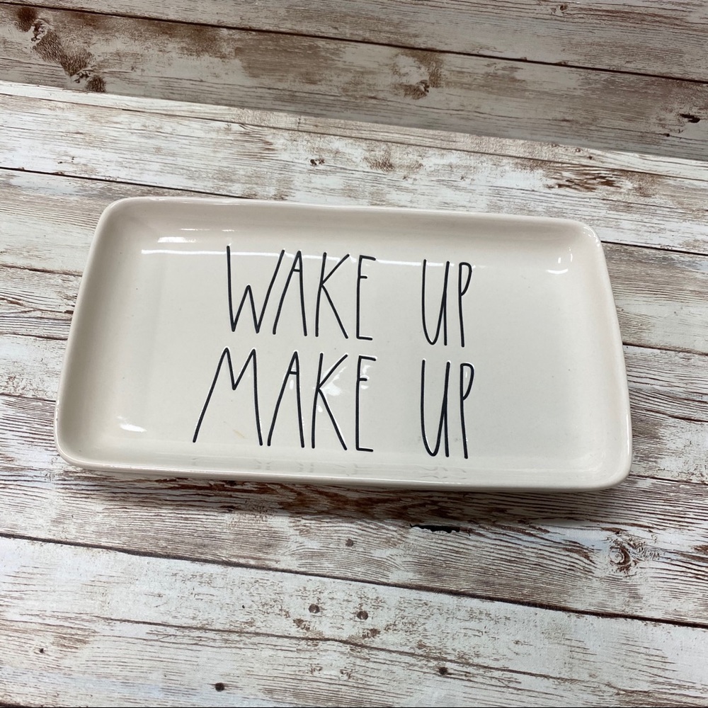 Rae Dunn Wake Up Make Up Trinket Tray Plate